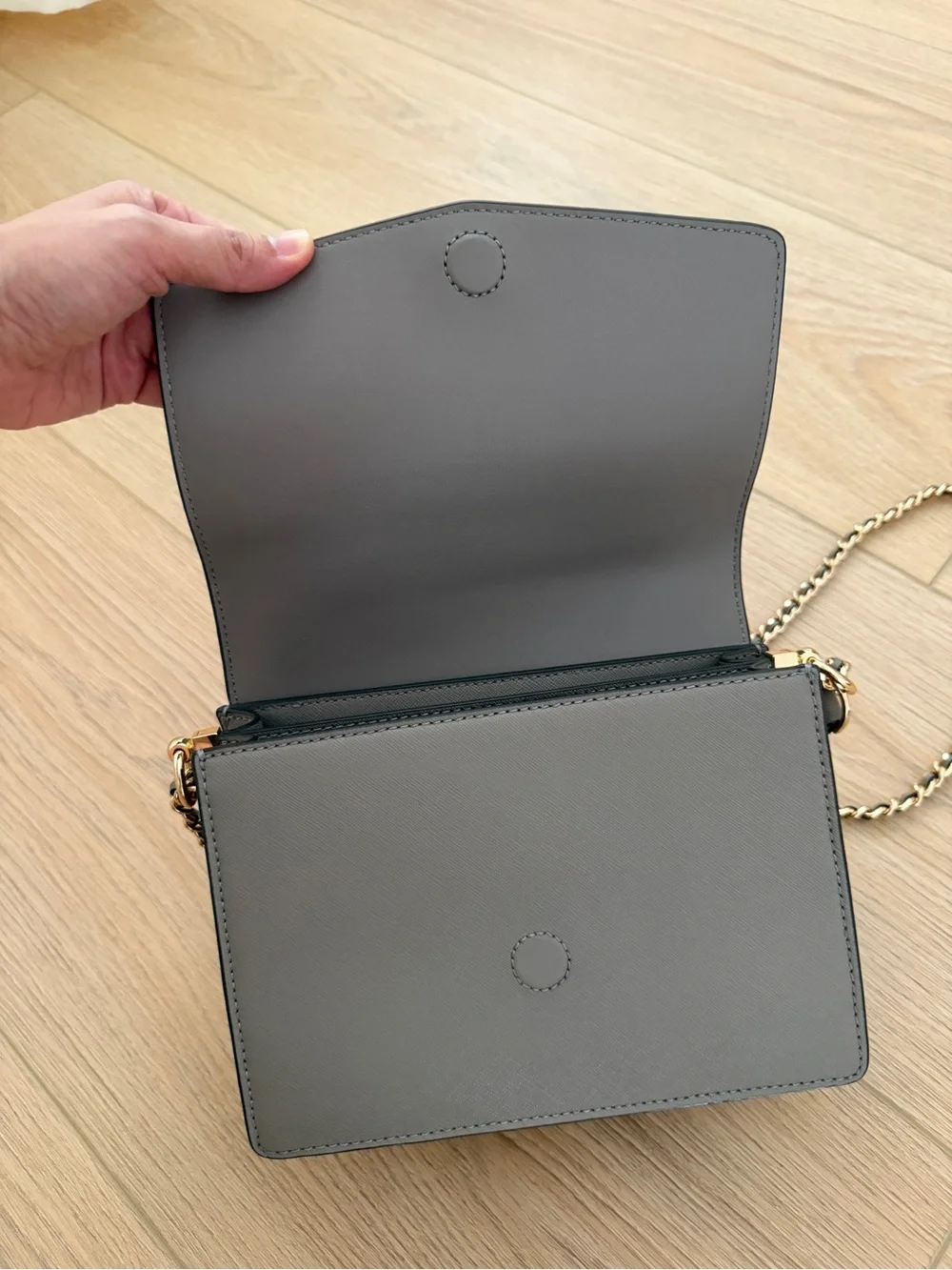 New TORY BURCH Gray Robinson Convertible Shoulder Bag